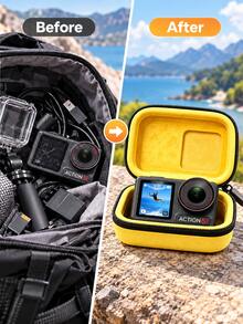 Action Camera Storage Bag 10x7x4cm EVA Hard Shell Mini Camera Storage Pouch, Soft Lining Dual Zipper, Compact Portable Travel Storage Bag, Suitable For Action Cameras And Small Accessories, Outdoor Photography, Backpack, Luggage, 5 Colors Available - View 5