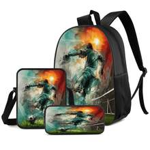 Set 3 Buah Motif Pemain Sunset Court 2D Print, Ransel Kapasitas Besar dengan Tas Selempang dan Tempat Pensil, Kantong Jala Elastis Samping untuk Menyimpan Botol Minum, Tali Bahu Lebar yang Dapat Diatur dan Bernapas, Gaya Penggemar Olahraga untuk Bermain Game, Berkomuter, Bepergian, dan Penyimpanan Sehari-hari - Tas bercetak - View 1