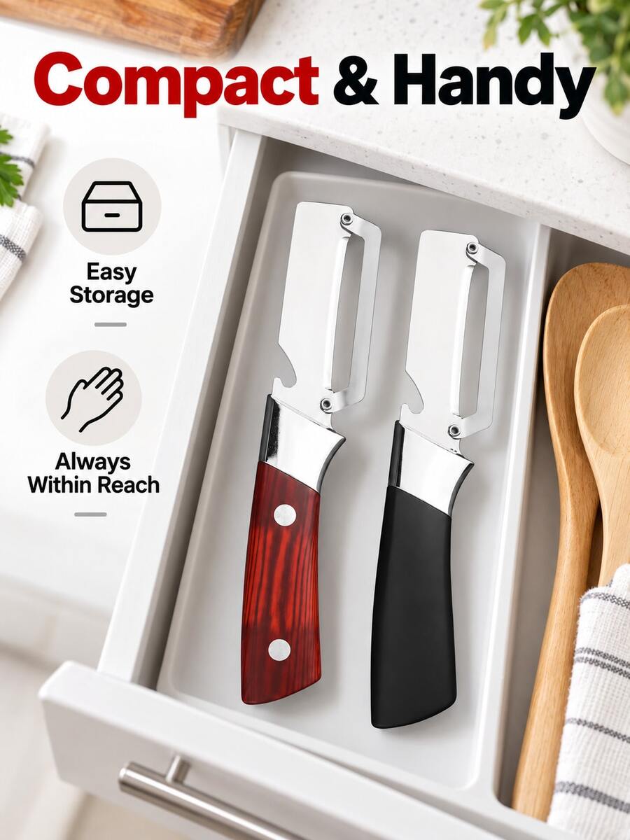 2-In-1 Vegetable Peeler & Bottle Opener, Multifunctional Kitchen Peeling Tool With Sharp Blade And Comfortable Handle, Fruit Potato Carrot Cucumber Peeler For Home Kitchen Food Prep - Multicolor - View 1