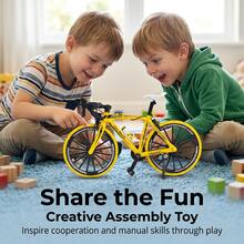 Children's 1:8 Scale Realistic Road Bike Assembly Model Toy, Multi-Part DIY Assembly Toy, Desktop Decoration Ornament, Parent-Child Interactive Handmade Toy, Boys' Collectible Ornament, Random Accessory Colors, Suitable For Boys Aged 3 And Above For Parent-Child Interactive Play - Multicolor - View 1