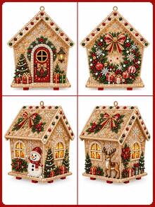 Kit Lukisan Berlian Rumah Natal 3D, Versi Dewasa, Dekorasi Liburan, Ornamen Pohon Natal Buatan Tangan, Hadiah Kerajinan Rumah - Set - View 10