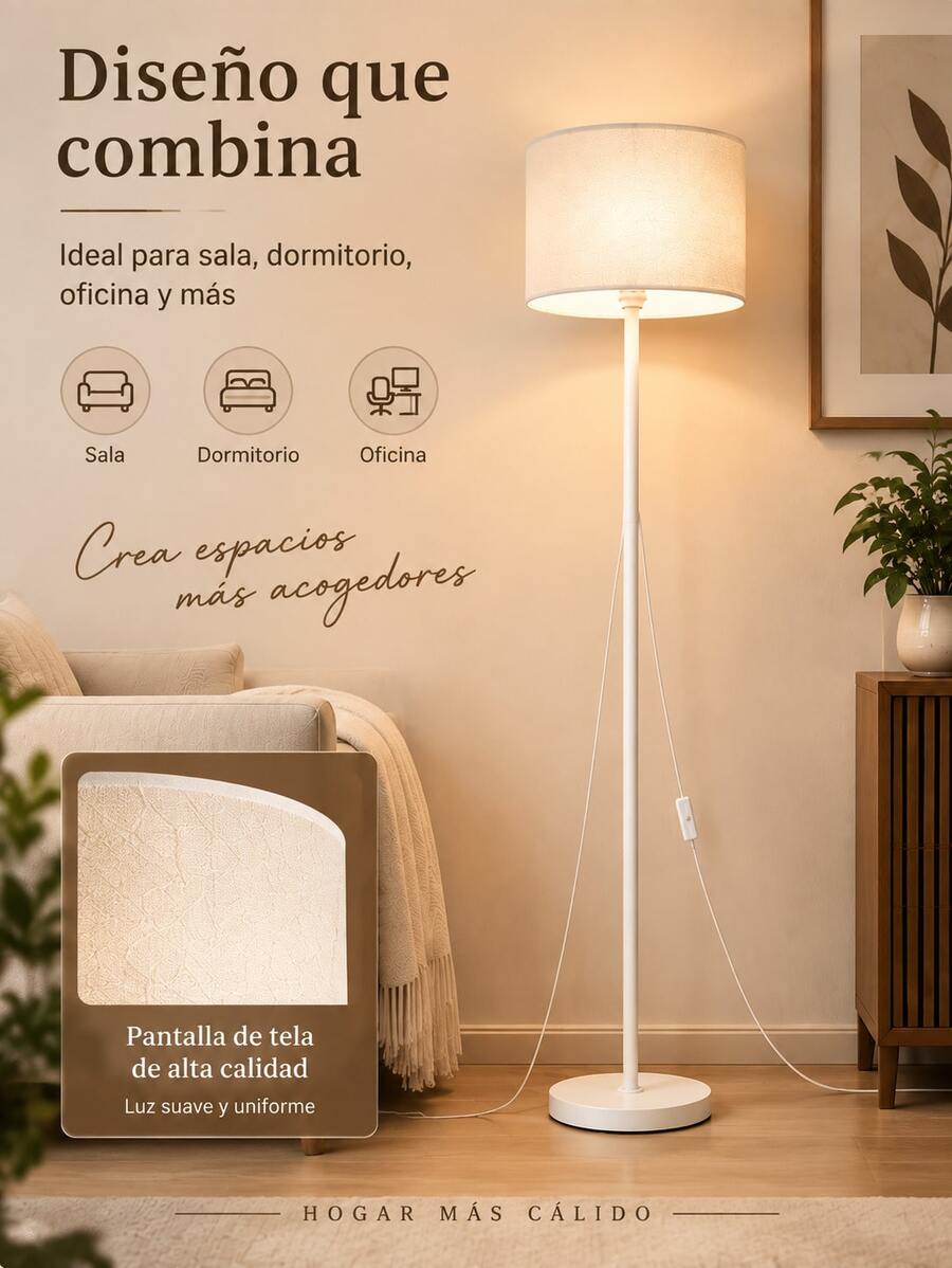 Lámpara de mesa con pantalla de tela beige, 3 tonos de luz ajustables, diseño elegante, para sala y dormitorio
