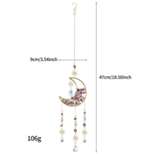 1pc Natural Crushed Stone Crystal Moon Handmade Wrapped DIY Sun Catcher Light & Shadow Wind Chime Crystal Pendant - Hanging Ornament - View 10