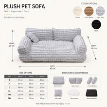 Thickened Reinforced Plaid Fleece Pet Sofa Bed, Comfortable Non-Slip Cat And Dog Resting Nest, Modern Indoor Furniture - White - View 5
