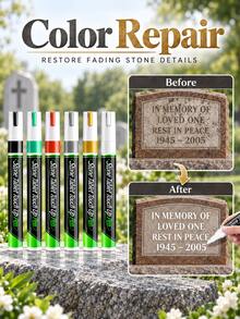 1pc Professional Stone Inscription Repair Pen, Solid Color 3mm Round Tip Touch-Up Marker, Large Capacity Waterproof & Heat-Resistant Paint Pen For Gravestones, Memorial Stones, Metal & Outdoor Surfaces - Multiple Styles - View 4