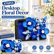 476PCS Foldable Blue Flower Box Building Block Set, Floral Display Decor, Desktop Ornament, Creative Gift, Home Shelf Decoration - Flower Box Building Blocks - View 9