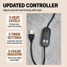 Large USB Powered Heated Seat Cushion With 5 Adjustable Temperature Levels And Timer, Overheat Protection - Plush Faux Rabbit Fur, Perfect For Home, Office Or Outdoor Use - Multicolor - View 9