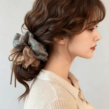 1pc Large Scrunchie Hair Tie, Vintage Bow Knot Bun Hair Rope, 2026 New Ponytail Hair Band For Autumn/Winter - Multicolor - View 4