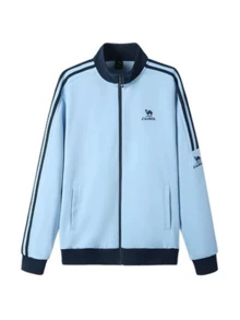 CAMEL CROWN Unisex Fall Baseball Jacket, Campus Style Fashion Long Sleeve Athletic Top For Daily Commute - Light Mist Blue - View 4