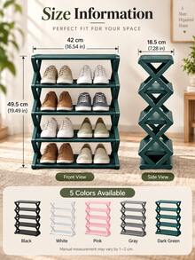 Easy To Assemble Foldable Multi-Tier Shoe Rack, Perfect For Narrow Entryway Or Hallway Spaces In Compact Homes. High Weight Capacity And Space-Saving Design, Featuring Non-Woven Fabric Shelves And Metal Tube Frame. - Multicolor - View 10