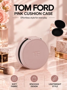 Tom Ford TF粉色氣墊盒,8.7*4.9cm,便攜,拉鍊閉合,光滑材質,簡約優雅,出行必備,適用於化妝品收納 - TF 粉色氣墊盒 - 查看 2