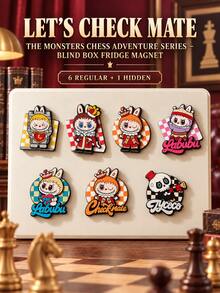 Labubu The Monsters Let's Checkmate Series Blind Box Magnetic Fridge Magnets, 6 Regular Styles + 1 Hidden Edition, Memo Board Decorative Stickers, Toy Blind Box Collectible, Birthday And Christmas Gift - Multicolor - View 1
