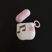 韓系簡約半透明粉色波點＋圓環耳機保護殼，適用 5、新 Pro 2、Pro、Apple 4、3、1/2 代，可愛女生個性化耳機保護套 - 拼接音符星星+圓扣 - 查看 18