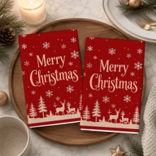 2pcs/Set Red Series Christmas Tree Snowflake Reindeer Kitchen Towels, Towel Set, Christmas Gift, Christmas Decoration, Super Absorbent Soft Cleaning Cloth, Cooking Baking Tea Towel, Hand Towel, Tea Towel, Dish Cloth, Cleaning Cloth, Gift For Mom, Kitchen Essential, Home Essential, Kitchen Decor, Living Room Decor - Red - View 6