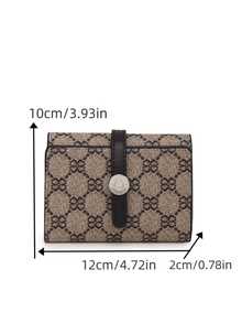 Women's 3-Fold Flap Snap Short Black Classic ID Card Holder, Anti-Theft Bank Card Wallet, Transit Card Wallet, Fashionable Retro Short Wallet - Black - View 7