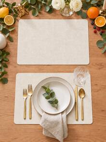 6/4pcs Faux Leather Placemats, Waterproof Heat-Resistant Non-Slip Table Mats, Suitable For Indoor And Outdoor Use, Easy To Clean - Multicolor - View 9