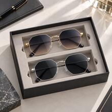 FIYLROG Men's Polygonal Sunglasses, Thin Metal Frame, UV400 Protection, Suitable For Fashionable Casual Occasions - Multicolor - View 15