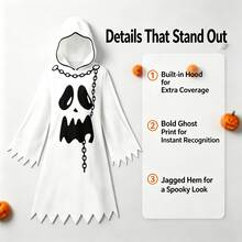 1pc Halloween Unisex Ghost Face White Ghost Cape, Cosplay Theme Party Costume - View 3