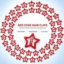 2D Flat Style 36pcs Y2K Star Hair Clips 1.18 Inch | 2000s Metal Hair Accessories Star Snap Hair Clips Non-Slip Metal Small Mini Flat Hair Clips For Women - Red - View 7