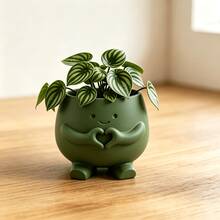 1pc 3D Printed Cartoon Character Planter (Plants Not Included), High-Quality Plastic Material, Cute Character Design, Perfect Home For Money Plant, Succulents And Other Plants, Also Can Be Used As A Pen Holder, Creative Gift For Artistic Youth, Flower Lovers, Home Decorators, Birthday, Mother's Day, Teacher's Day, Creative Trinket, Cute Ornament (Actual Color May Vary Due To Lighting) - Heart-shaped Flower Pot - View 11
