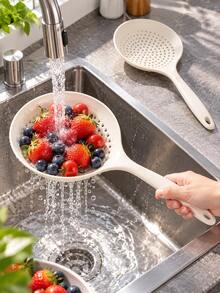 2/1pc White Large Silicone Hollow Soup Spoon, Heat-Resistant Long Handle Strainer, Suitable For Pasta, Dumplings, Noodles, Kitchen Soup Ladle - Multicolor - View 12