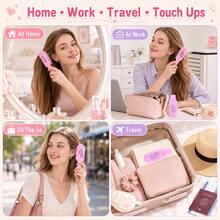 MONKIDS 2pcs/Set Foldable Portable Hair Comb, Cute Girl Style Cartoon Print Detangling Comb, Mini Plastic Comb For Easy Untangling Of Knotted Hair, Suitable For Daily Home Use And Travel - Pink - View 5