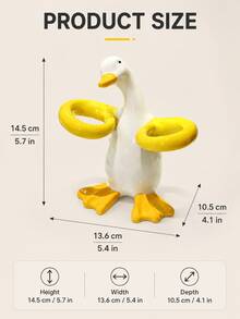 This Charming "Hugging Duck" Ceramic Toothbrush Holder Is Both A Toothbrush Storage Rack And A Bathroom Countertop Organizer; Its Unique Duck Design Combines Fashion And Practicality, Making It A Multifunctional Elegant Accessory For The Bathroom Vanity. - Multicolor - View 14