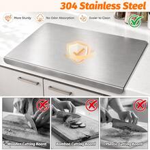 Large Stainless Steel Cutting Board With Rim, Kitchen Cutting Board With PVC Non-Slip Mat, Suitable For Meat, Fruit, Vegetables And Bread - View 3