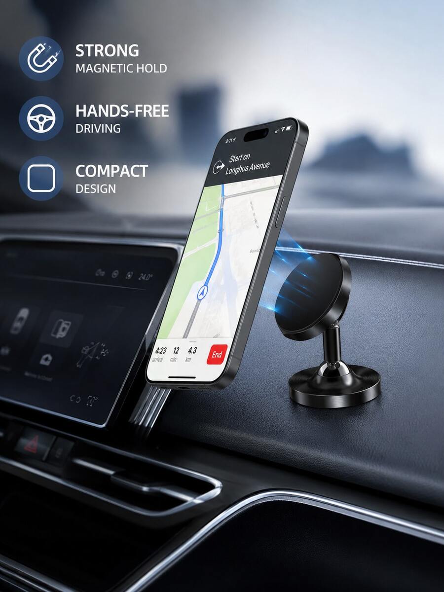 4PCS/2PCS Adhesive Magnetic Phone Mounts, Strong Magnets, Secure Hold, No Drilling, No Marks, No Surface Damage, Easy Install, To Use, Car Dashboard & Tabletop, All Smartphones, Daily Commute, Road Trip, Fall Travel, Car Accessories,