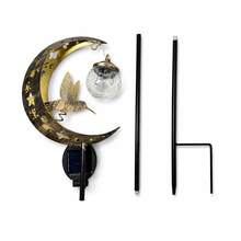 Solar Powered Hummingbird Crescent Moon Garden Stake Light, Cracked Glass Ball LED Outdoor Pathway Light, Metal Solar Yard Lawn Garden Decor, Suitable For Patio, Walkway And Holiday Gift - Hummingbird - View 9