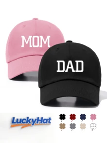 2pcs "Dad Mom 2026" Printed Baseball Caps, Classic Fashion, Soft Sweat-Absorbing Band, Adjustable Size, Perfect Gift For Family And Friends - 2026 - View 12
