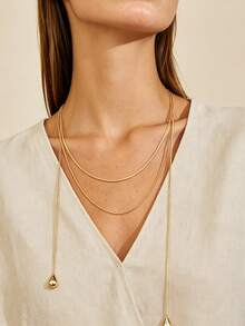 1pc Fashionable Luxury Niche Design Long Minimalist Chain Creative Personalized Multi-Layered Necklace Versatile For Women - Minimalist Chain Necklace - View 2