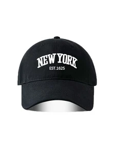 1 mũ lưỡi trai trucker unisex in chữ "NEWYORK" phong cách vintage mài mòn giả cũ, mũ dad hat trang trí, phù hợp dùng ngoài trời, du lịch, leo núi, đi biển nghỉ dưỡng - A - Xem 2