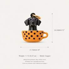 1pc 3D Tea Cup Enamel Alloy Pendant Charm, Cute Puppy Wearing Fashion Glasses With Embedded Colorful Printed Cup, Adorable Cartoon Pet Design, Perfect For Handmade Bracelets, Necklaces, Keychains DIY Crafts, Suitable For Dog And Pet Lovers - Multicolor - View 14