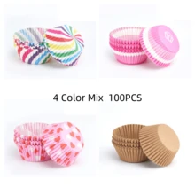 100 PCS Printed Cake Paper Cups, Muffin Baking Paper Liners, Suitable For Birthday, Valentine's Day, Christmas, Party, Daily Use - View 14