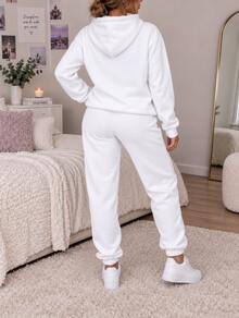 Women Two-Piece Outfits - White Hoodie - View 2