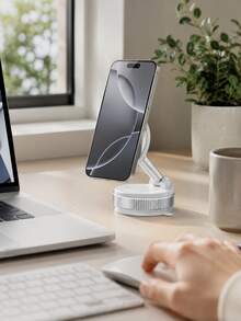 Vacuum Magnetic Car Phone Holder, 360° Rotating Foldable Suction Cup Phone Mount, Adjustable Multi-Angle Magnetic Smartphone Stand With Rotating Locking Vacuum Base, Suitable For Car Dashboard, Office Desk And Smooth Surfaces, Hands-Free Navigation And Viewing - Multicolor - View 5