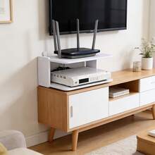 1 set väggmonterad router- och WiFi-förvaringshylla – kabelorganizer för modem, digitalbox och TV-tillbehör | ventilerad platsbesparande dekorativ förvaringshylla | installation utan borrning, skapa en städad hemmiljö och kontorsmiljö, multifunktionell förvaringshylla - Visa 4