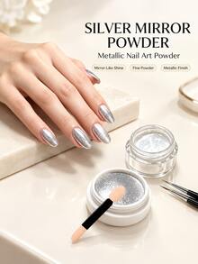 LIMEGIRL 2-Color Nail Powder Set, Mirror Metallic Nail Art Pigment With Applicator, Suitable For Gel Nail DIY Nail Art Design - Multicolor - View 6