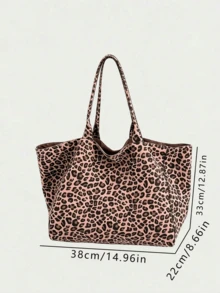 Tote Bag, Leopard Print All-Over Pattern Decoration, Extra Large Capacity Loose Storage Open Closure Tote Bag, Suitable For Classes, Commuting, Travel, Shopping, Able To Store Various Large Personal Items, Personalized Fashionable Accessory Bag, Suitable For Multiple Casual Outfit Styles, Fashionable Travel Large Bag - Pink - View 2