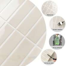 Long Wall Sticker, Self-Adhesive 2D Textured Oil-Proof Decorative Sticker, Waterproof, Oil-Resistant And Removable, Easy DIY Installation, Suitable For Kitchen Sink And Stove Areas, Bathrooms, Cabinets, Fireplaces, RVs And Rental House Decoration - Milk Apricot Mist - View 2