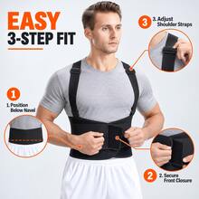1 Pc Adjustable Work Back Support Belt With Shoulder Suspenders, Breathable Industrial Lumbar Back Brace For Heavy Lifting, Warehouse Construction Worker Waist Support For Men & Women - Black - View 4