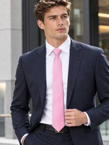 1pc Men's Pink Diagonal Ribbed Tie 8cm Hand-Tied Casual Solid Color Necktie - Light Pink - View 6