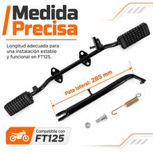 Footpeg Set With Side Stand For Italika FT125, Black, With Rubber, Spring, And Hardware, Motorcycle Replacement Part - A - View 3