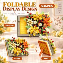 536pcs Yellow Flower Box Building Blocks Set, Foldable Floral Display Model, Suitable For Desktop And Home Decor, Adult DIY Collector's Assembly Set - Flower Box Building Blocks - View 3