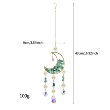 1pc Natural Crushed Stone Crystal Moon Handmade Wrapped DIY Sun Catcher Light & Shadow Wind Chime Crystal Pendant - Hanging Ornament - View 17