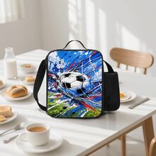 Tas Bekal Makan Siang Berinsulasi Motif Sepak Bola 2D, Tali Selempang yang Dapat Diatur, Kantong Jala Samping, Tempat Botol Minum, Kotak Bekal Portabel, Lapisan Dalam Kapasitas Besar, Isolasi Dingin dan Panas, Gaya Penggemar Olahraga, Cocok untuk Perjalanan, Piknik, Tas Penyimpanan Makanan Luar Ruangan, Tersedia Berbagai Warna - Bekal makan siang - View 8