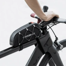 ROCKBROS 1PC Bicycle Top Tube Bag, Bicycle Frame Bag, Large Capacity, Portable, Ultralight, Anti-Light Rain,Reflective, Unisex Cycling Gear, Suitable For Road Bikes And Mountain Bikes - Black - View 10