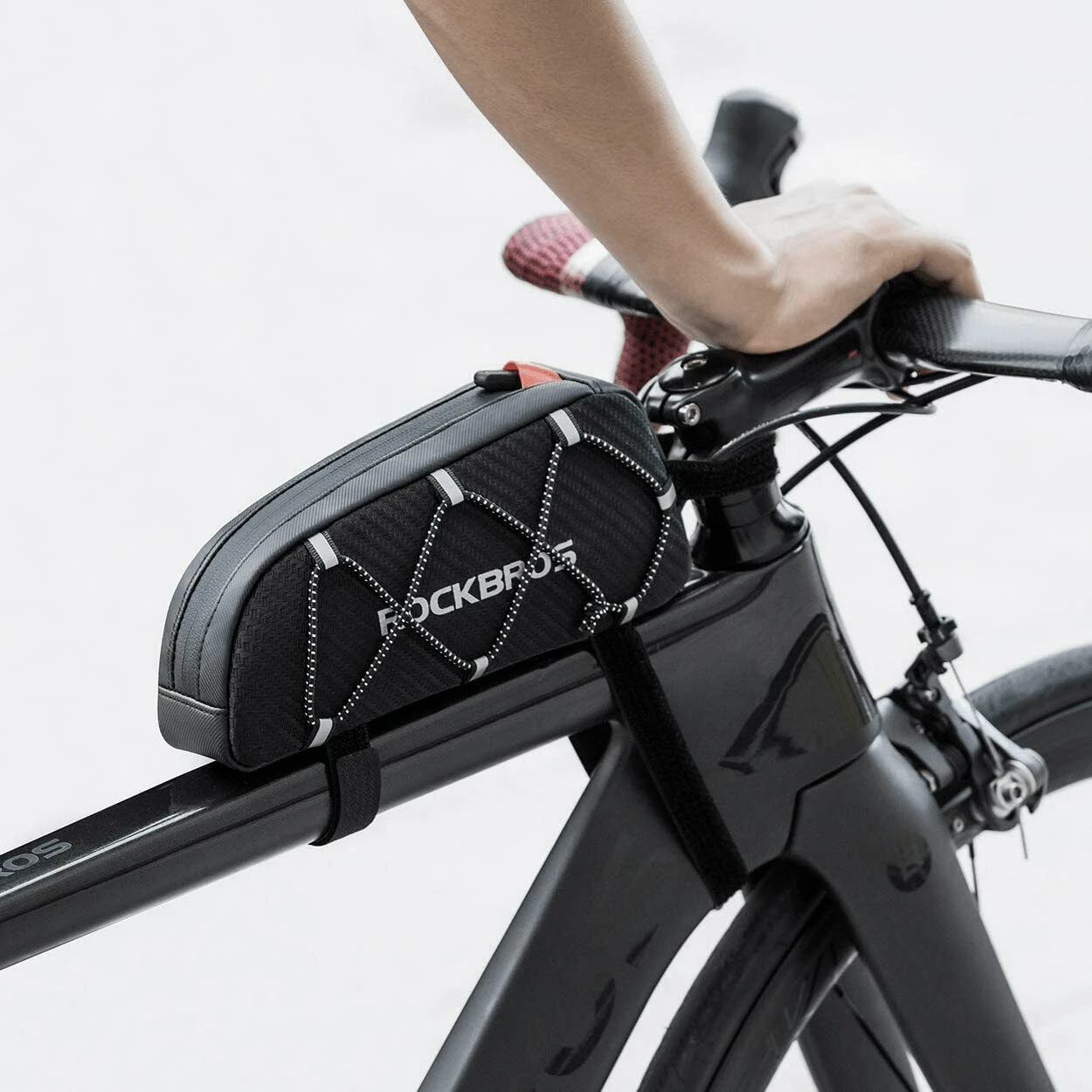 ROCKBROS 1PC Bicycle Top Tube Bag, Bicycle Frame Bag, Large Capacity, Portable, Ultralight, Anti-Light Rain,Reflective, Unisex Cycling Gear, Suitable For Road Bikes And Mountain Bikes - Black - View 1