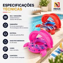 Bote Inflável Infantil Caranguejo Bóia Barco Piscina Colorido com Cobertura Proteção Sol Verde Rosa Menino Menina Criança Bebe Resistente Presente - Vermelho - Visão 4